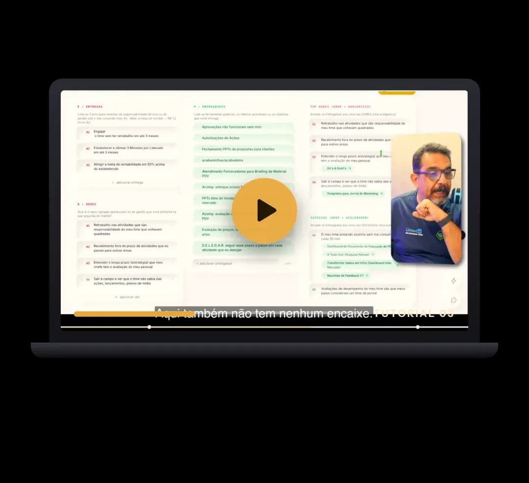 Notebook aberto mostrando o tutorial em vídeo da ferramenta